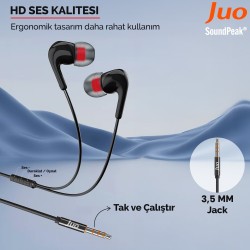 Juo 3.5mm Jack Girişli Mikrofonlu Kablolu Kulak İçi Kulaklık Juo 3.5mm Jack Girişli Mikrofonlu Kablolu Kulak İçi Kulaklık