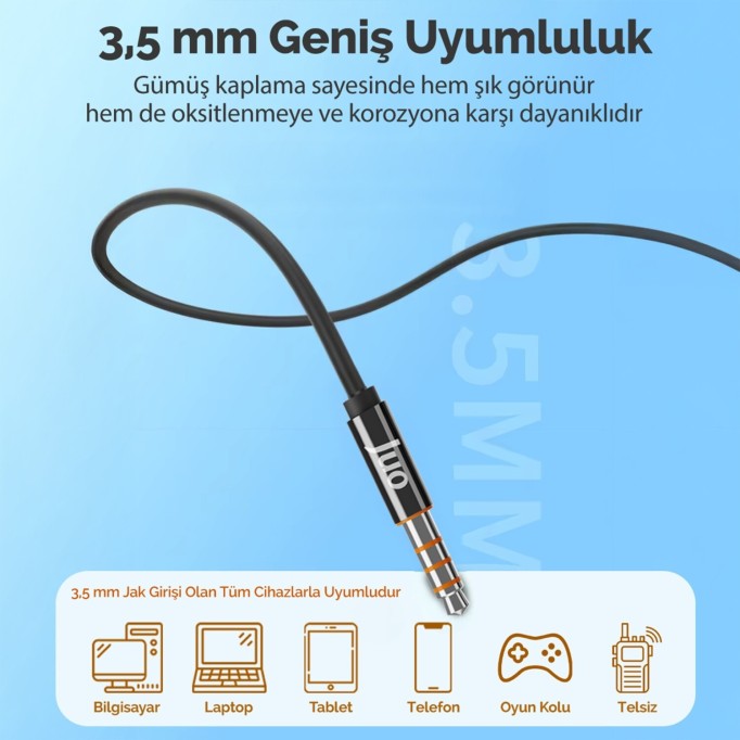 Juo 3.5mm Jack Girişli Mikrofonlu Kablolu Kulak İçi Kulaklık Metal