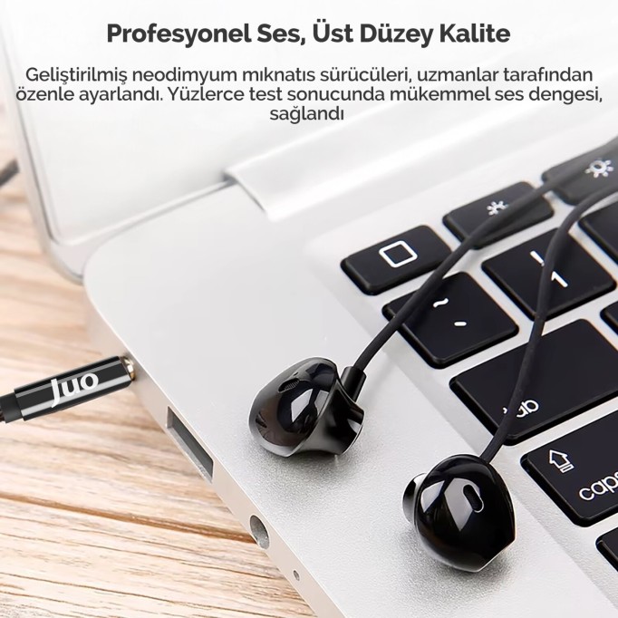 Juo 3.5mm Jack Girişli Mikrofonlu Kablolu Kulak İçi Kulaklık Metal