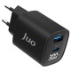 Juo 30W GaN Led Ekranlı Type-C + USB-A Hızlı Şarj Cihazı Android & iPhone Uyumlu Şarj Aleti