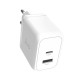Juo 45W GaN USB-C + USB-A Şarj Aleti iPhone & iPad & Macbook & Samsung Uyumlu PD Type-C Hızlı Şarj Cihazı Beyaz