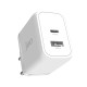 Juo 45W GaN USB-C + USB-A Şarj Aleti iPhone & iPad & Macbook & Samsung Uyumlu PD Type-C Hızlı Şarj Cihazı Beyaz