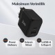 Juo 45W GaN USB-C + USB-A Şarj Aleti iPhone & iPad & Macbook & Samsung Uyumlu PD Type-C Hızlı Şarj Cihazı Siyah