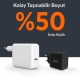 Juo 45W GaN USB-C + USB-A Şarj Aleti iPhone & iPad & Macbook & Samsung Uyumlu PD Type-C Hızlı Şarj Cihazı Siyah