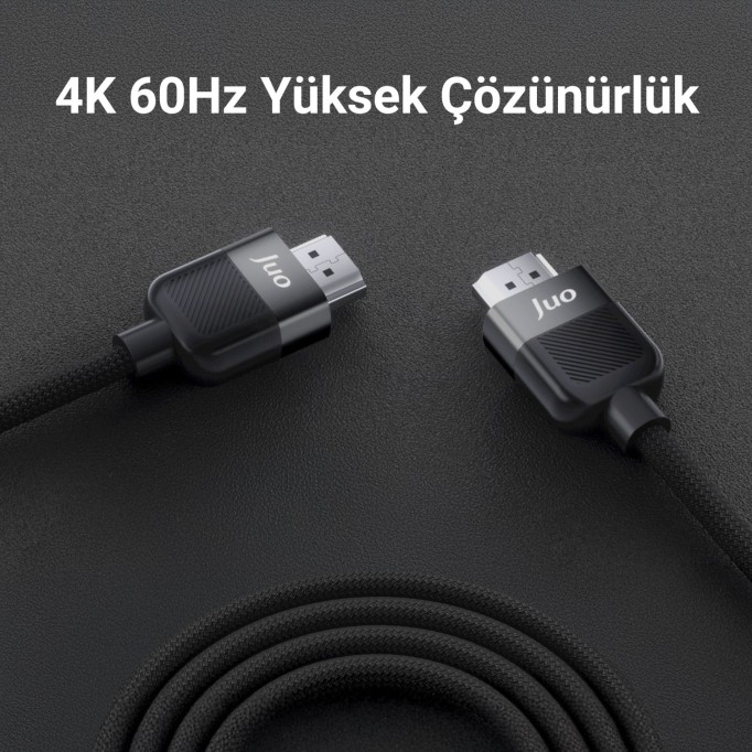 Juo 4K 60Hz 18Gbps HDR ARC HDCP Destekli HDMI 2.0 Örgülü Kablo 1 Metre