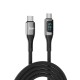 Juo 60W Dijital Led Ekranlı Örgülü USB Type-C to Type-C Hızlı Şarj ve Data Kablosu 1 Metre