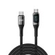 Juo 60W Dijital Led Ekranlı Örgülü USB Type-C to Type-C Hızlı Şarj ve Data Kablosu 1 Metre