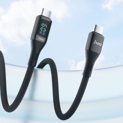 Juo 60W Dijital Led Ekranlı Örgülü USB Type-C to Type-C Hızlı Şarj ve Data Kablosu 2 Metre Juo 60W Dijital Led Ekranlı Örgülü USB Type-C to Type-C Hızlı Şarj ve Data Kablosu 2 Metre