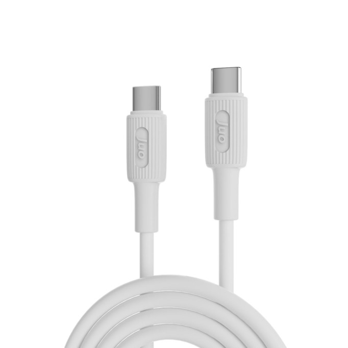 Juo 60W USB Type-C to Type-C Silikon Hızlı Şarj ve Data Kablosu Beyaz 2 Metre