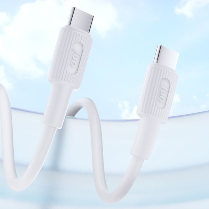 Juo 60W USB Type-C to Type-C Silikon Hızlı Şarj ve Data Kablosu Beyaz 2 Metre