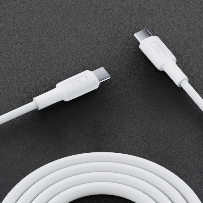 Juo 60W USB Type-C to Type-C Silikon Hızlı Şarj ve Data Kablosu Beyaz 2 Metre