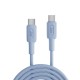 Juo 60W USB Type-C to Type-C Silikon Hızlı Şarj ve Data Kablosu Mavi 1 Metre