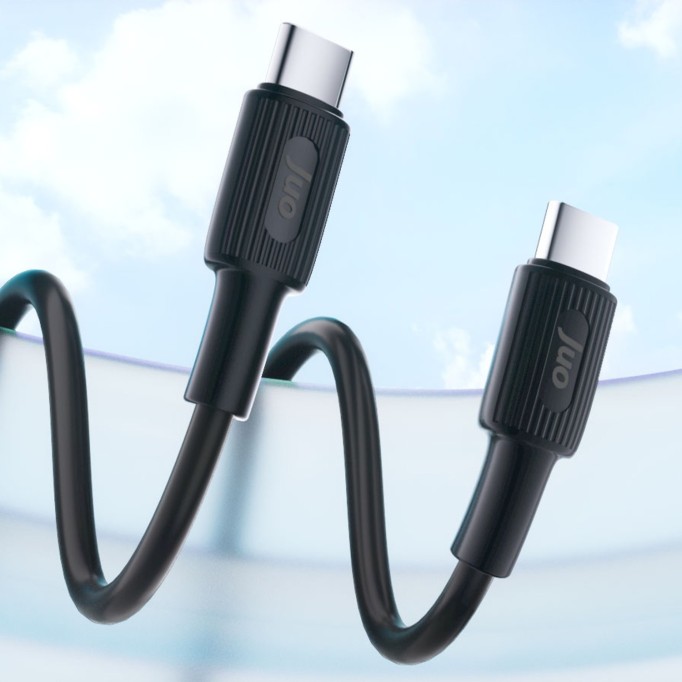 Juo 60W USB Type-C to Type-C Silikon Hızlı Şarj ve Data Kablosu Siyah 2 Metre