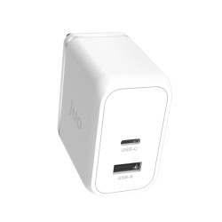 Juo 65W GaN USB-C + USB-A Şarj Aleti iPhone & iPad & Macbook & Notebook Uyumlu PD Type-C Hızlı Şarj Cihazı Beyaz