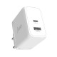 Juo 65W GaN USB-C + USB-A Şarj Aleti iPhone & iPad & Macbook & Notebook Uyumlu PD Type-C Hızlı Şarj Cihazı Beyaz