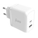 Juo 65W GaN USB-C + USB-A Şarj Aleti iPhone & iPad & Macbook & Notebook Uyumlu PD Type-C Hızlı Şarj Cihazı Beyaz