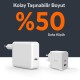 Juo 65W GaN USB-C + USB-A Şarj Aleti iPhone & iPad & Macbook & Notebook Uyumlu PD Type-C Hızlı Şarj Cihazı Beyaz