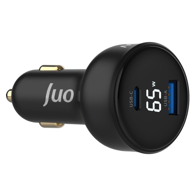 Juo 65W Led Ekranlı Type-C + USB-A Araç Şarj Aleti iPhone & Android & Notebook Araç içi Şarj Cihazı