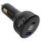 Juo 65W Led Ekranlı Type-C + USB-A Araç Şarj Aleti iPhone & Android & Notebook Araç içi Şarj Cihazı