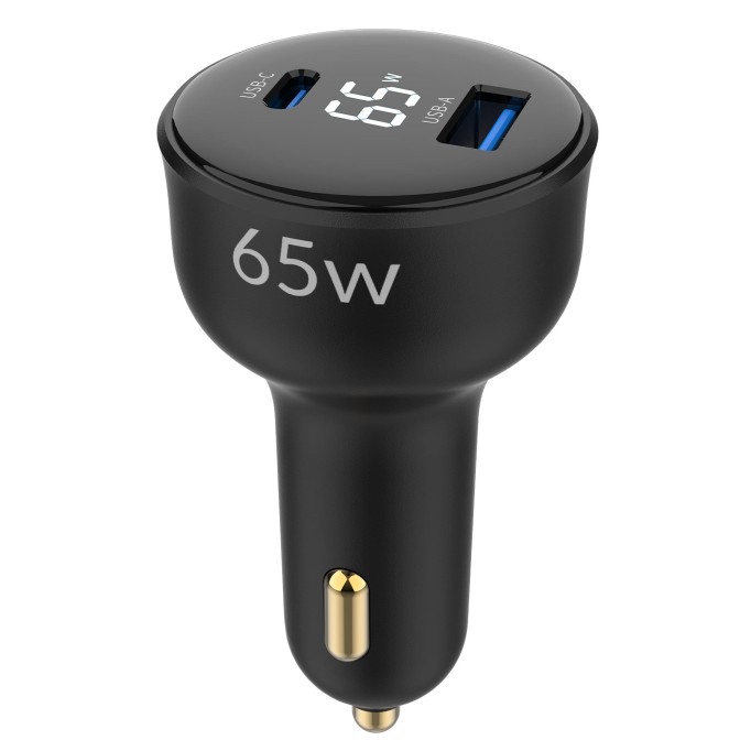 Juo 65W Led Ekranlı Type-C + USB-A Araç Şarj Aleti iPhone & Android & Notebook Araç içi Şarj Cihazı