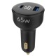 Juo 65W Led Ekranlı Type-C + USB-A Araç Şarj Aleti iPhone & Android & Notebook Araç içi Şarj Cihazı