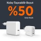 Juo 65W USB-C + USB-A 3 Portlu GaN Şarj Aleti iPhone & Macbook & Notebook Uyumlu PD Type-C Hızlı Şarj Cihazı Beyaz