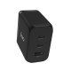 Juo 65W USB-C + USB-A 3 Portlu GaN Şarj Aleti iPhone & Macbook & Notebook Uyumlu PD Type-C Hızlı Şarj Cihazı Siyah