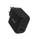 Juo 65W USB-C + USB-A 3 Portlu GaN Şarj Aleti iPhone & Macbook & Notebook Uyumlu PD Type-C Hızlı Şarj Cihazı Siyah