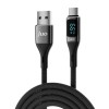 Juo 66W Dijital Led Ekranlı Örgülü USB-A to USB Type-C Hızlı Şarj ve Data Kablosu 1 Metre