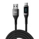 Juo 66W Dijital Led Ekranlı Örgülü USB-A to USB Type-C Hızlı Şarj ve Data Kablosu 1 Metre