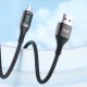 Juo 66W Dijital Led Ekranlı Örgülü USB-A to USB Type-C Hızlı Şarj ve Data Kablosu 2 Metre