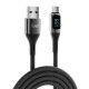 Juo 66W Dijital Led Ekranlı Örgülü USB-A to USB Type-C Hızlı Şarj ve Data Kablosu 2 Metre