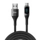 Juo 66W Dijital Led Ekranlı Örgülü USB-A to USB Type-C Hızlı Şarj ve Data Kablosu 2 Metre