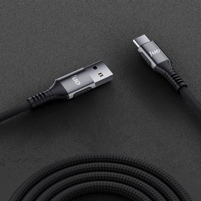 Juo 66W USB-A to Type-C Örgülü Hızlı Şarj ve Data Kablosu 2 Metre