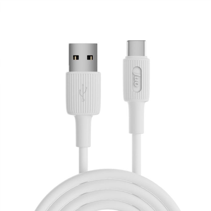 Juo 66W USB-A to USB Type-C Silikon Hızlı Şarj ve Data Kablosu 1 Metre Beyaz