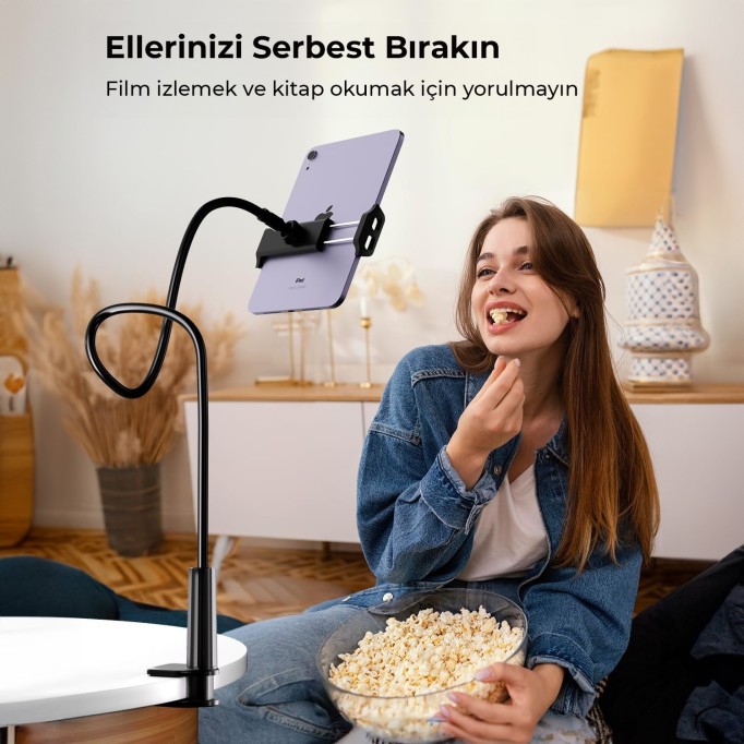 Juo 70 CM Akrobat Esnek Tablet ve Telefon Tutucu Stand Siyah