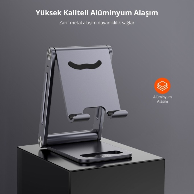 Juo Alüminyum Katlanabilir Metal Masaüstü Telefon Tutucu Standı Uzay Grisi