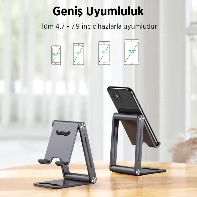 Juo Alüminyum Katlanabilir Metal Masaüstü Telefon Tutucu Standı Uzay Grisi