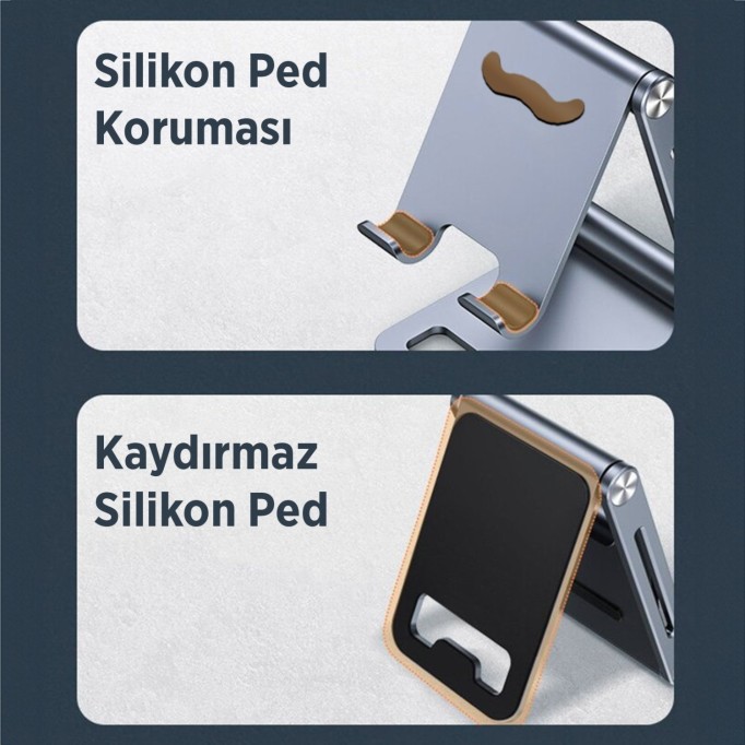 Juo Alüminyum Katlanabilir Metal Masaüstü Telefon Tutucu Standı Uzay Grisi