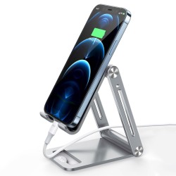 Gümüş Juo Alüminyum Katlanabilir Metal Masaüstü Telefon Tutucu Standı Uzay Gümüş