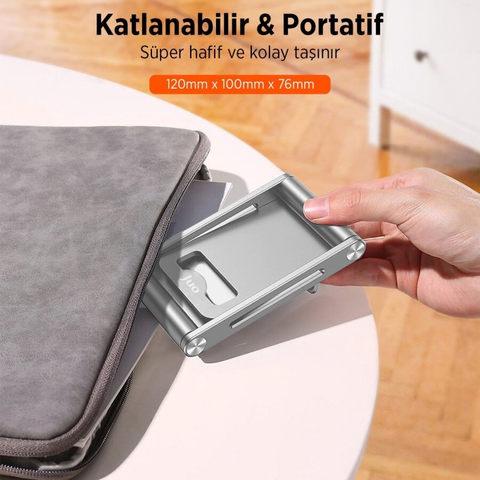Juo Alüminyum Katlanabilir Metal Masaüstü Telefon Tutucu Standı Uzay Gümüş