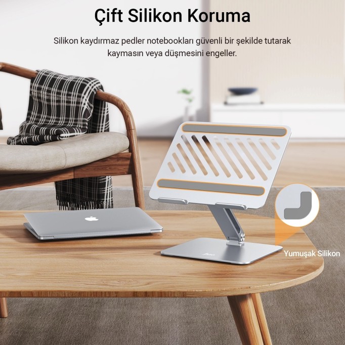 Juo Alüminyum Notebook Standı Yükseklik ve Eğim Ayarlı Ergonomik Metal Laptop Standı