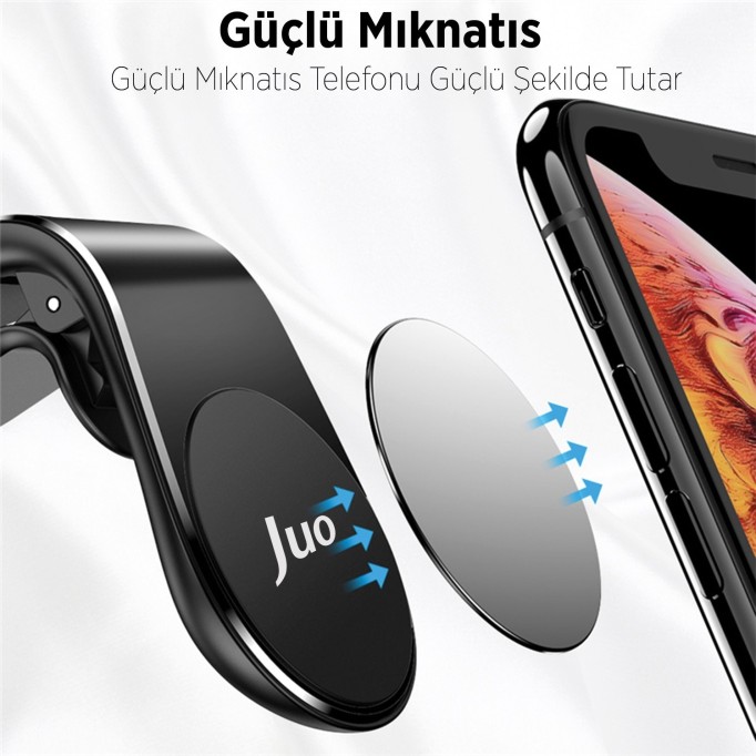 Juo Havalandırma Izgarası için Manyetik Mıknatıslı Telefon Tutucu + 2 Adet Manyetik Plaka