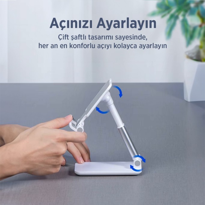 Juo Katlanabilir Masaüstü Telefon Standı Beyaz