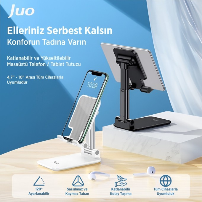 Juo Katlanabilir Masaüstü Telefon Standı Siyah