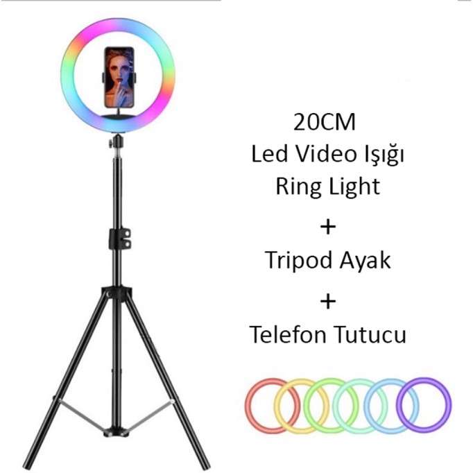 Juo MJ20 RGB Ring Light 20Cm Led Video Işığı (Ayak Dahil)