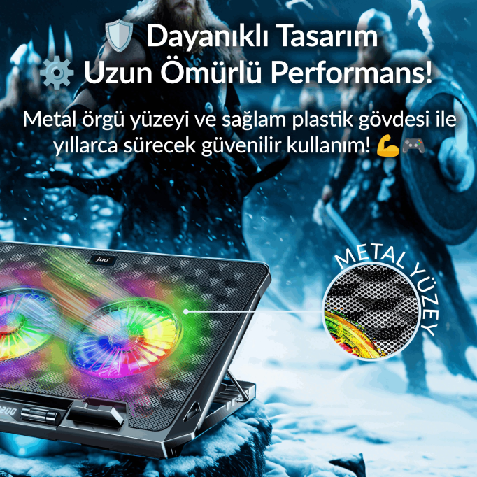 Juo Odin RGB Işıklı Gaming 2200RPM Çift Fan LED Display Laptop Notebook Soğutucu Stand