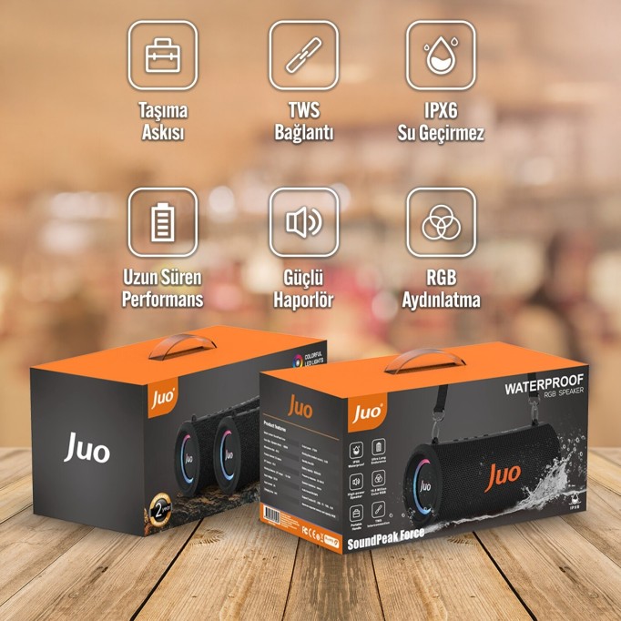 Juo SoundPeak Force 60W RGB Bluetooth Hoparlör Kablosuz Taşınabilir Speaker
