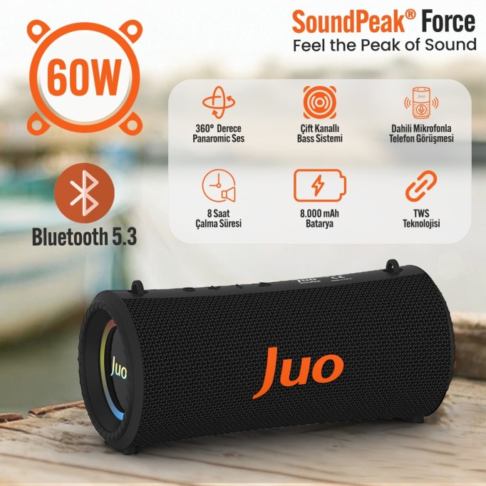 Juo SoundPeak Force 60W RGB Bluetooth Hoparlör Kablosuz Taşınabilir Speaker