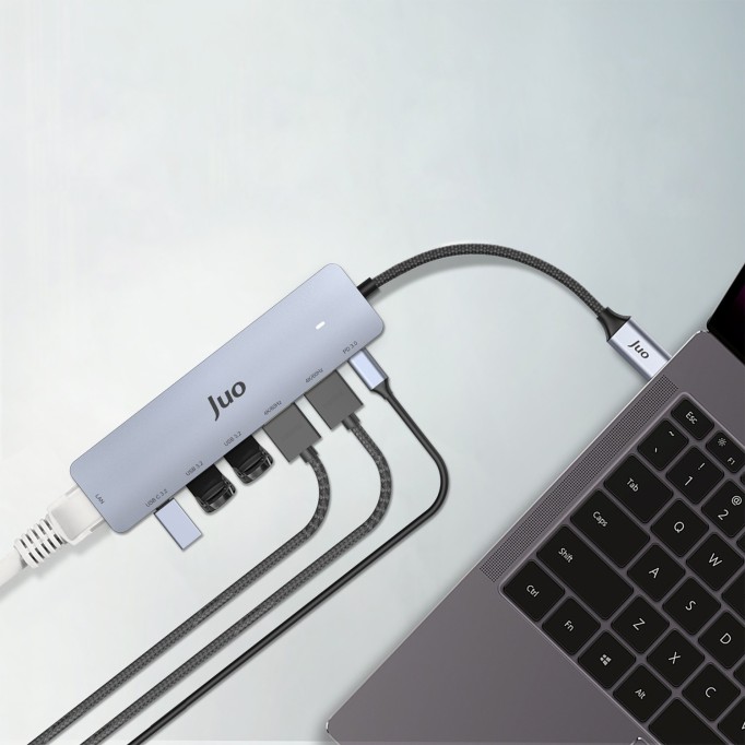 Juo Type-C 2*HDMI Dual MST 4K 60Hz Gigabit Ethetnet Dönüştürücü 100W USB 3.2 Çoklayıcı Hub